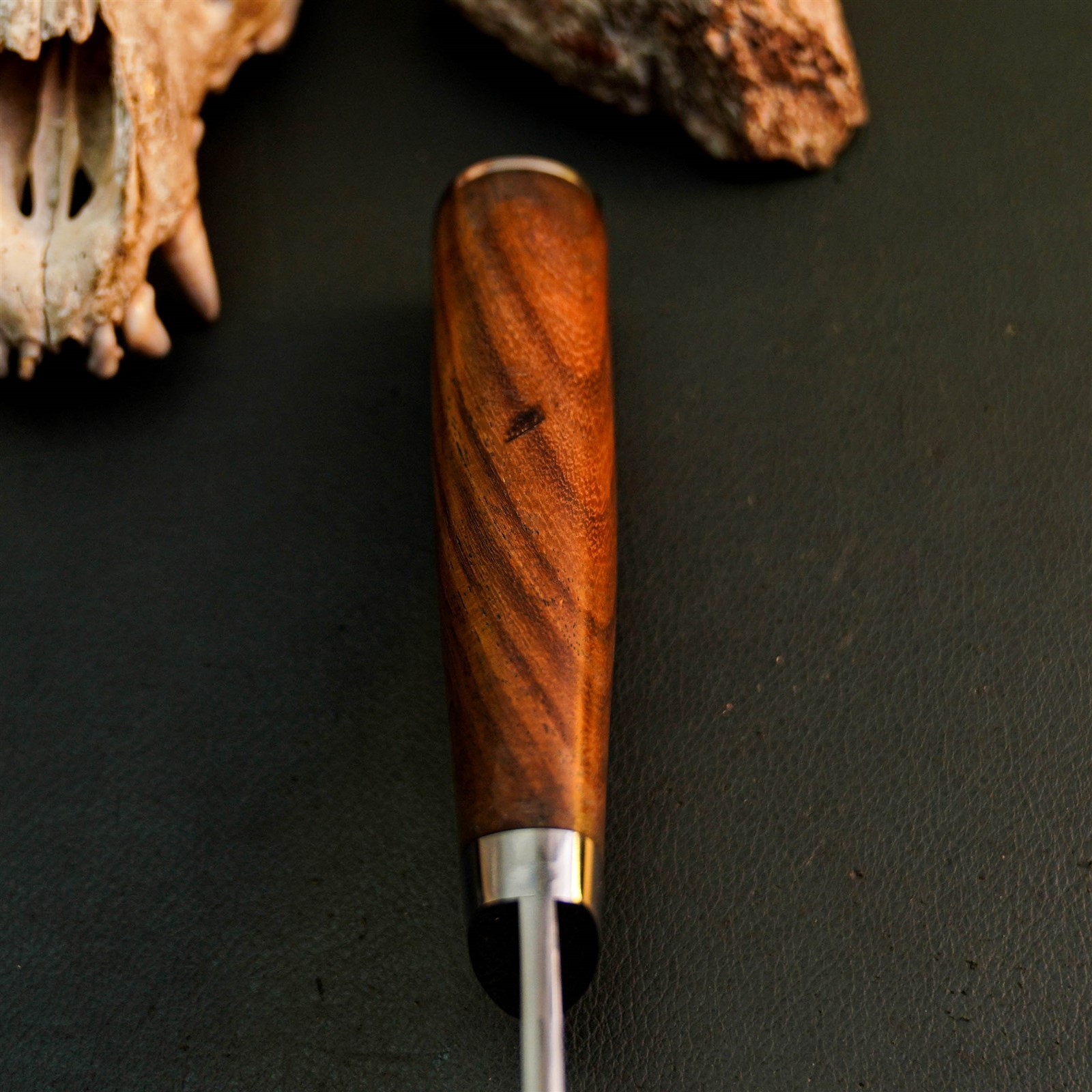 8.9″ Stainless Tactical Knife Half Tang Wood Handle Fixed Blade + Sheath