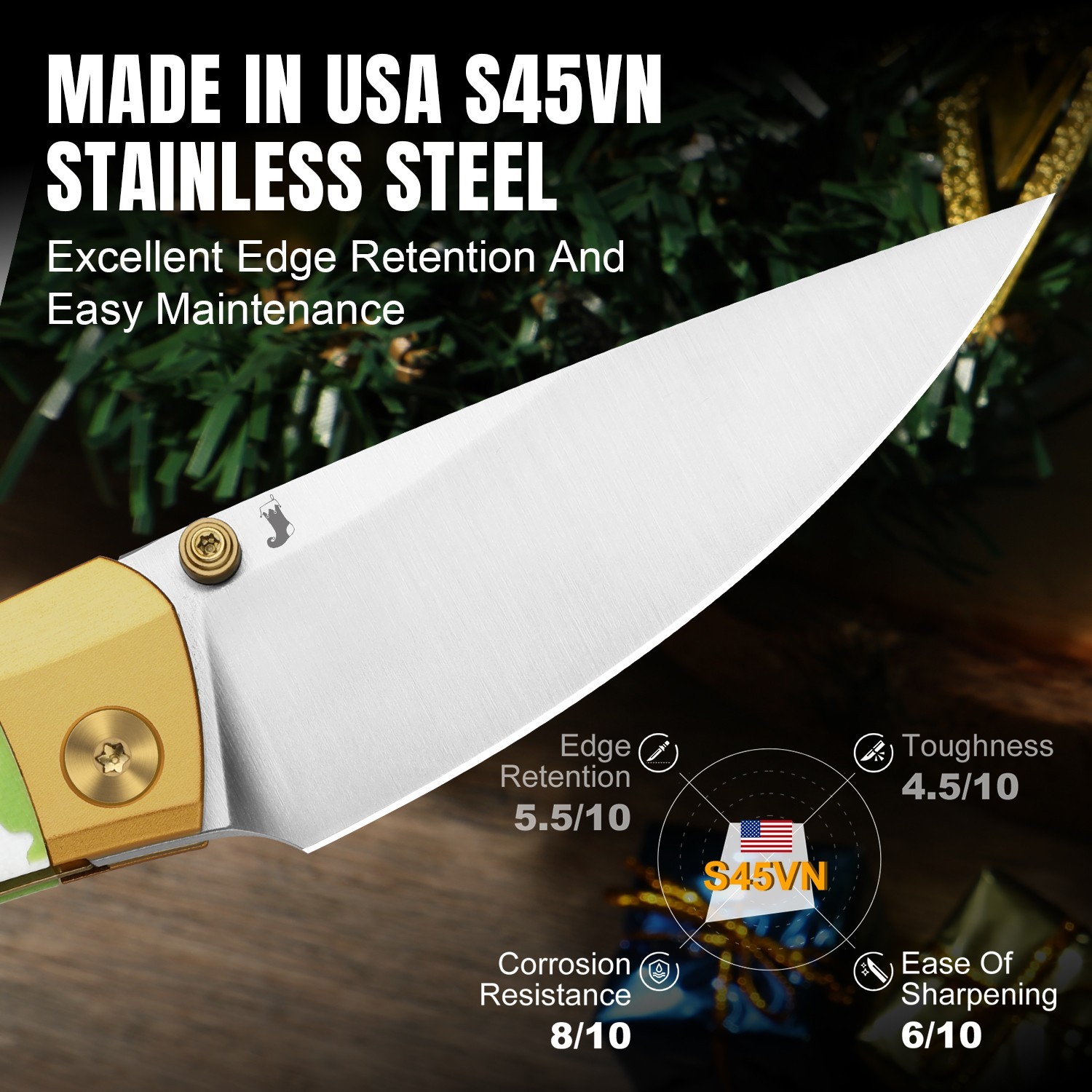 Kizer Mini MoMo Christmas Gift Folding Knife S45VN Blade Aluminum & G10 Handle
