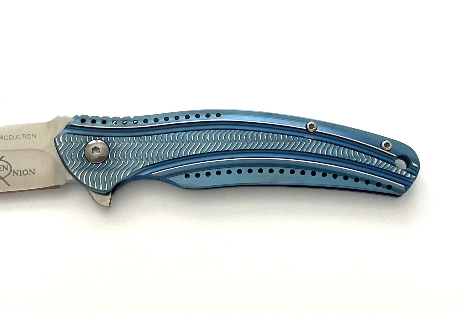 CRKT K405BXP Ripple Folding Knife First Production Acuto Steel Blue Aluminum