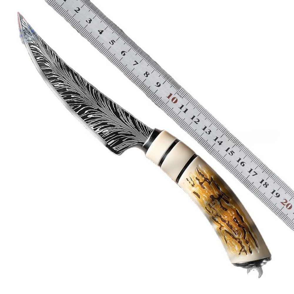 Custom Handmade Damascus Steel 8.6″Full Tang Skinner Hunting Knifes US-W/Sheaths