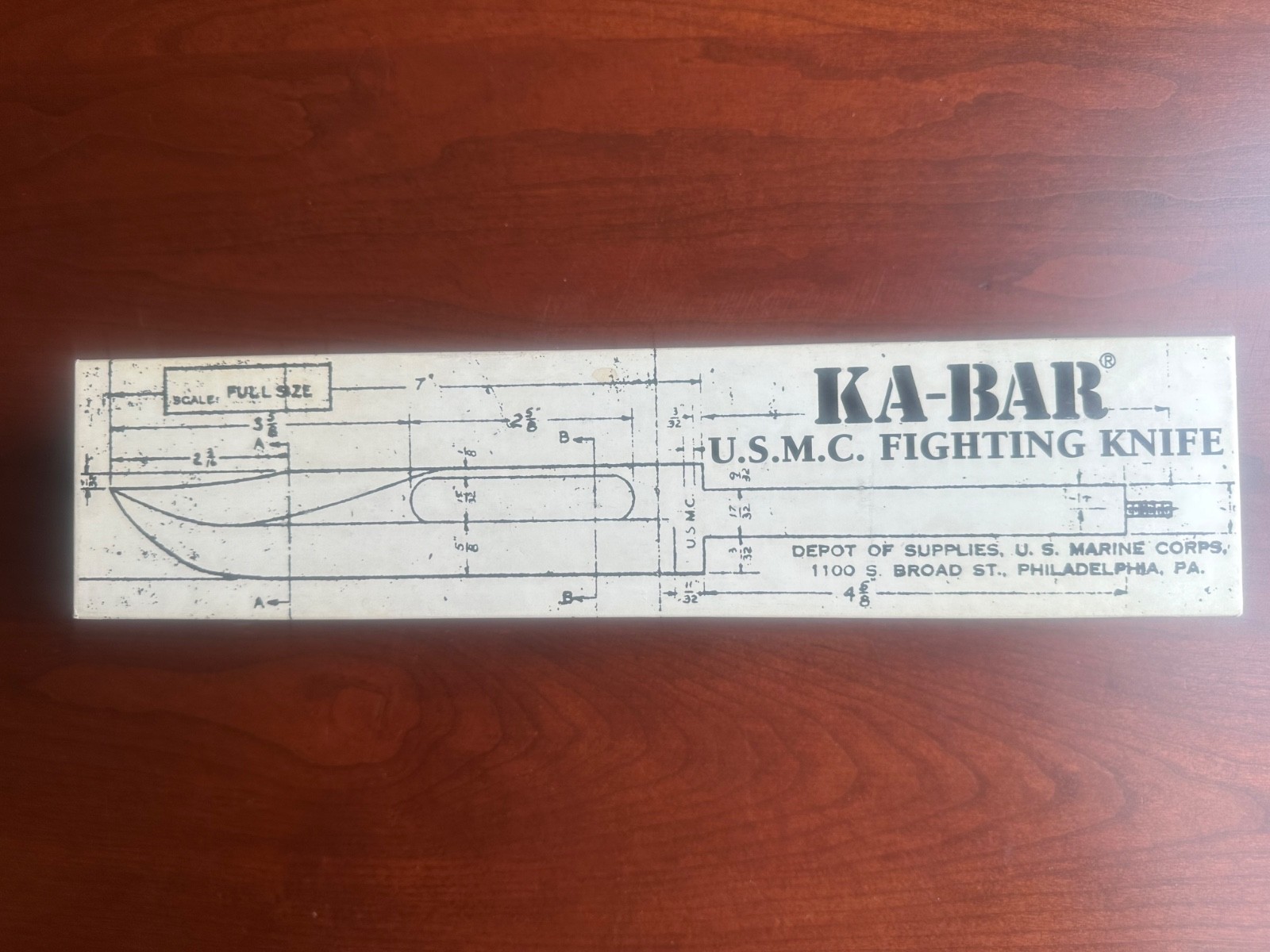 KA-BAR USMC Fighting Knife 02-1217 with .50 Cal Pen, NIB