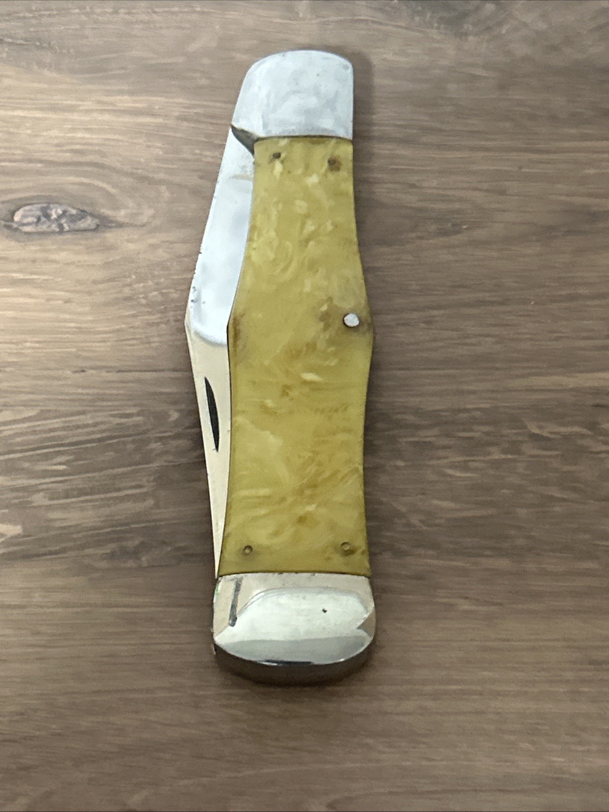 Vintage KaBar/Union Cutlery Co. Lg. Coke Bottle Yellow Celluloid Handle Mint