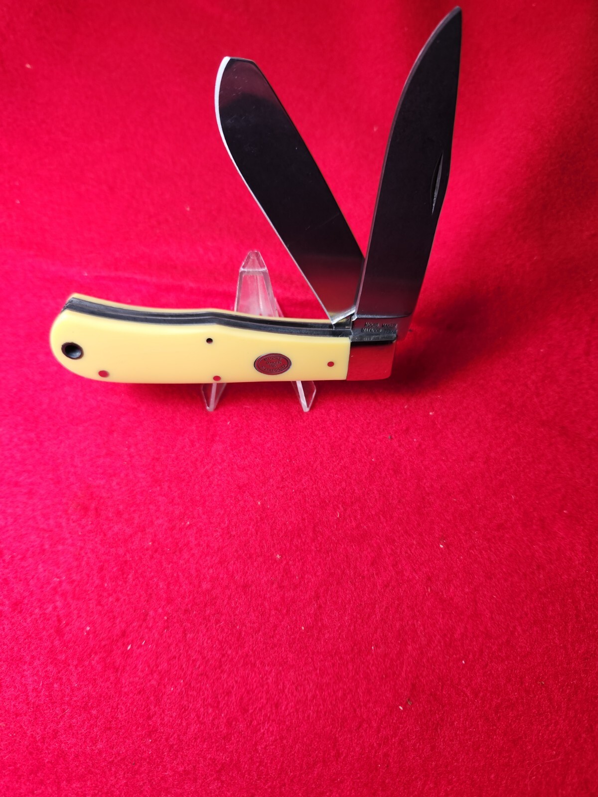 Moore Maker USA 3206 Large Trapper Knife Yellow Delrin Handles New In Box