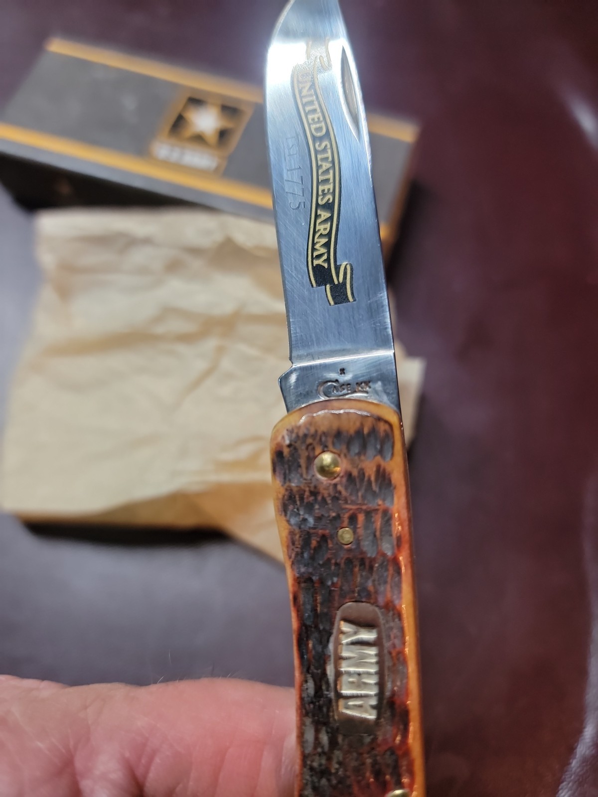 Case XX Burnt Walnut Sodbuster Jr United States Army Edition 2017 NOS/0726-jb80