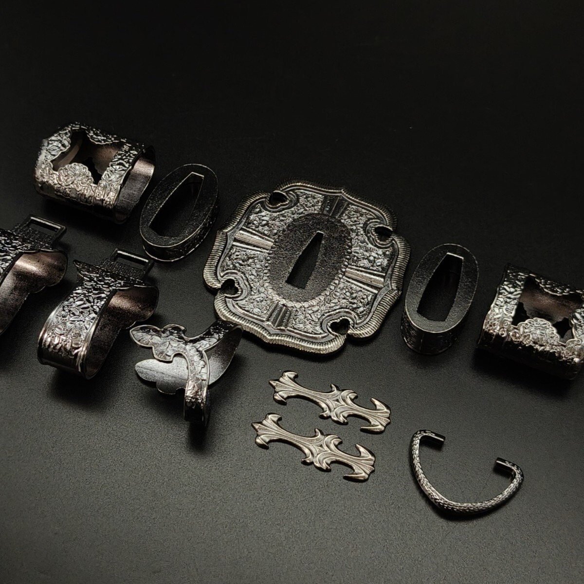 Brand New Japanese Tachi Sword Koshirae Fittings Set Tsuba Menuki Alloy Hardware