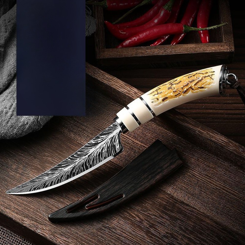 Custom Handmade Damascus Steel 8.6″Full Tang Skinner Hunting Knifes US-W/Sheaths