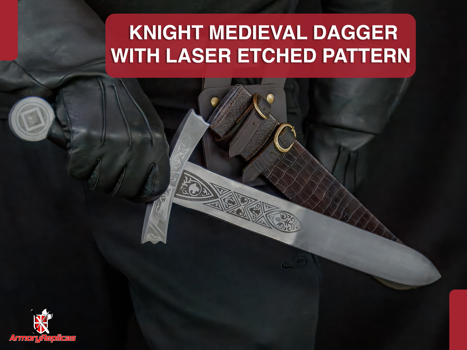 Collectible Medieval Dagger with Decorative Carbon Steel Blade w/ Scabbard