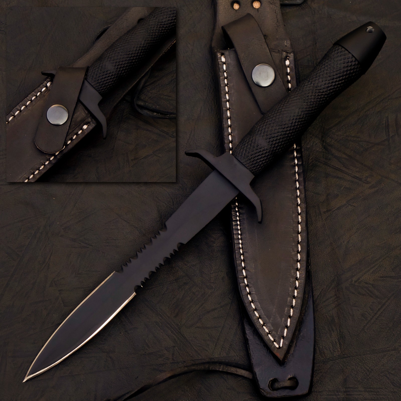 Hand Made Gerber MK-II Dagger REPLICA In 12C27 Steel w/checkered Aluminum Handle