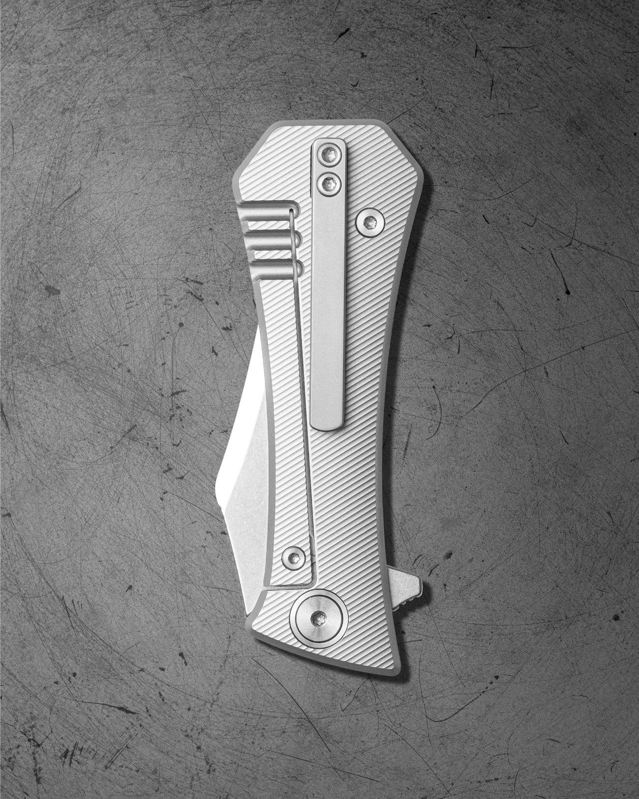 Auxiliary Manufacturing Folding Knife 2.75″ M390 Steel Blade Titanium Handle