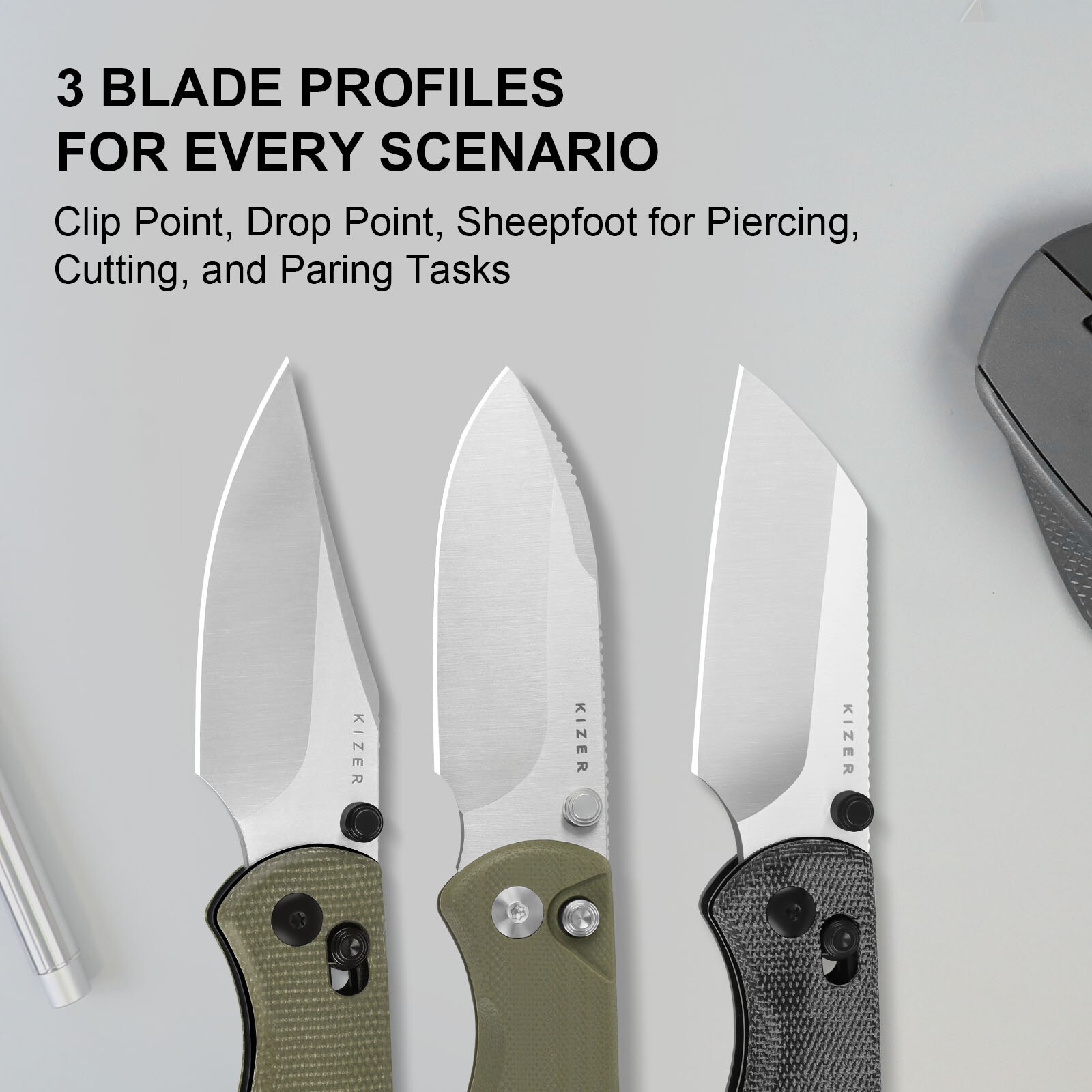 Kizer Drop Bear 2 Folding Pocket Knife Nitro-V Blade Micarta Handle V3619.2KC1