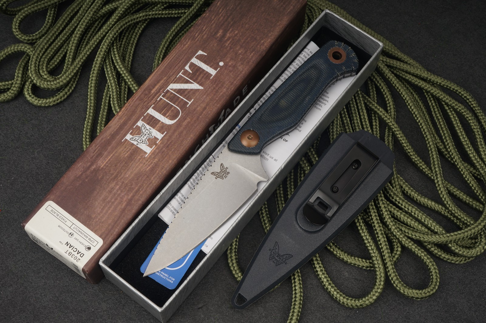 Benchmade Dacian CPM-MagnaCut Fixed Blade Blue Denim Micarta Sheath New USA