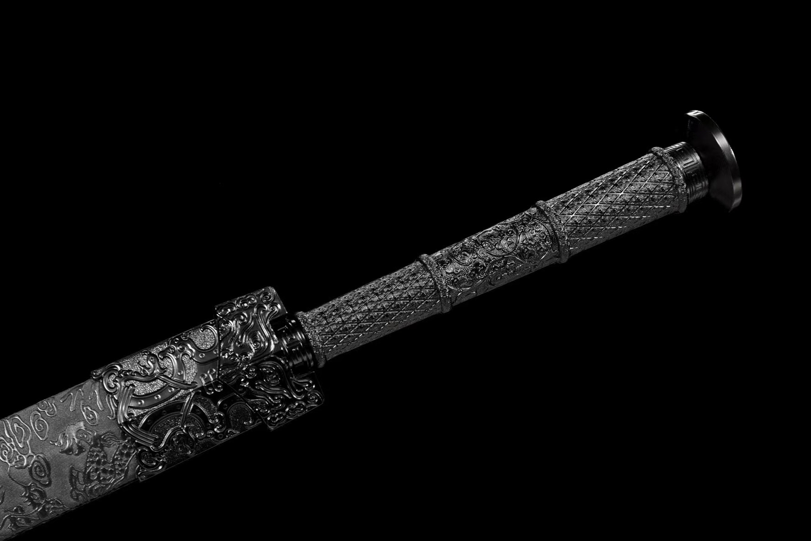 43»Black Dragon Chinese Han Dynasty Jian 1095 Steel Double Edge Straight Sword