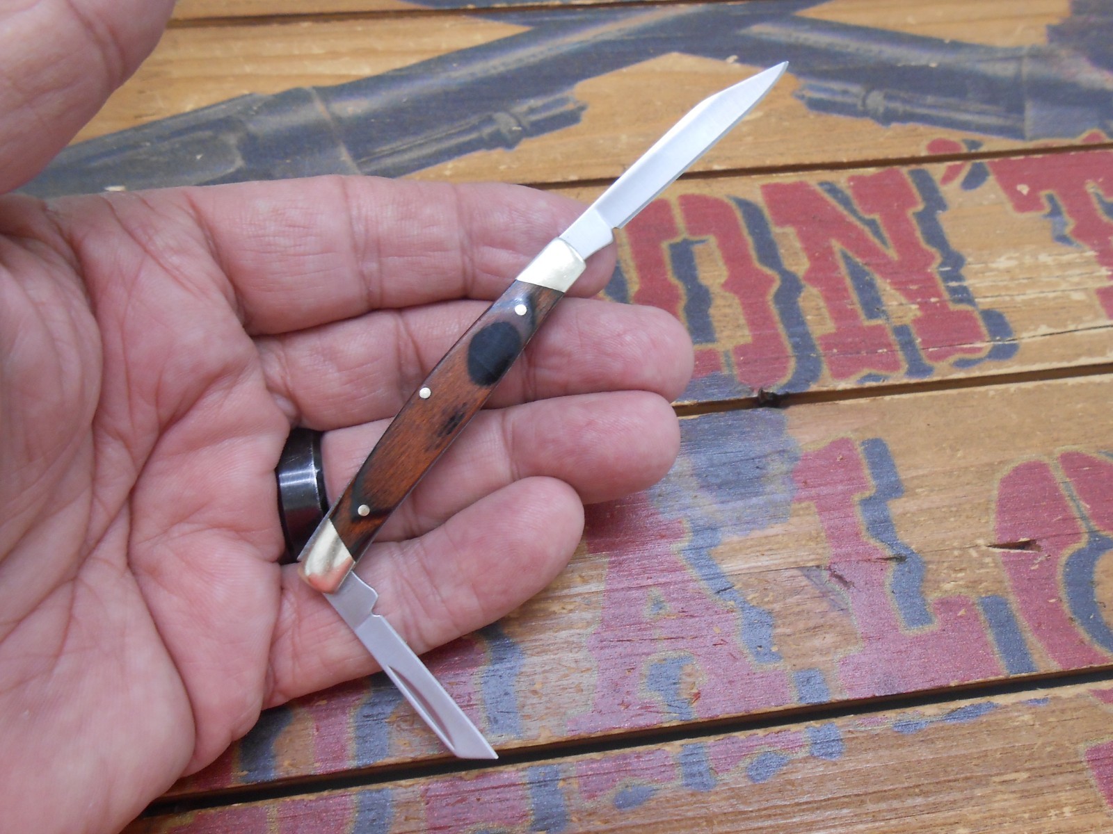 Buck Deuce 375 2 Blade Pocket Knife Wood Handle 2024