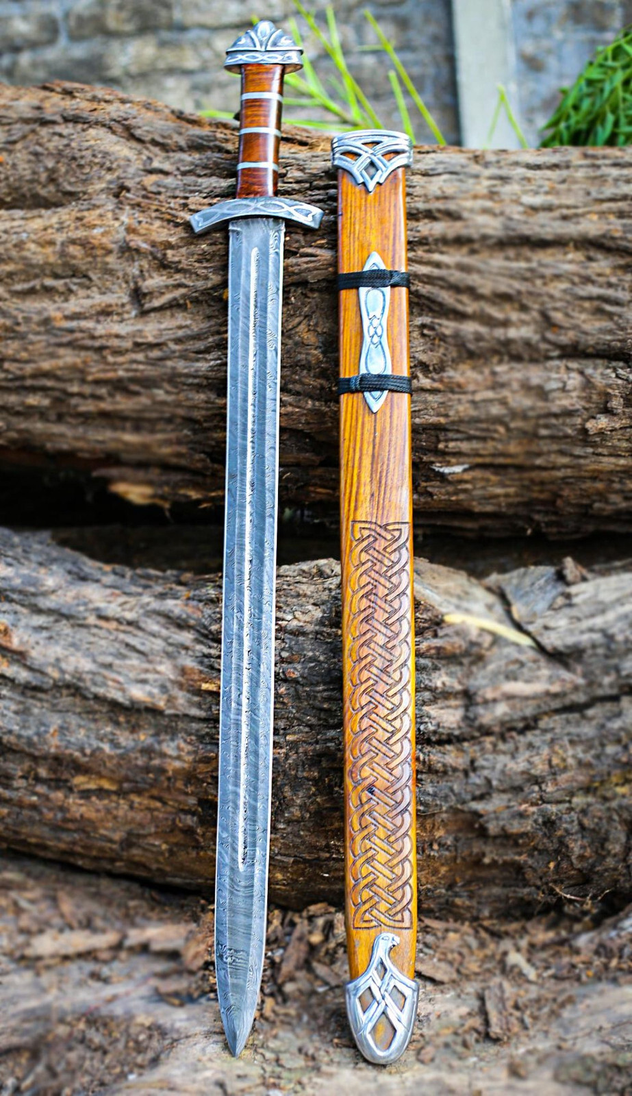 2 PCS Viking Collectible| Damascus Steel Viking Sword | Authentic Norseman Sword