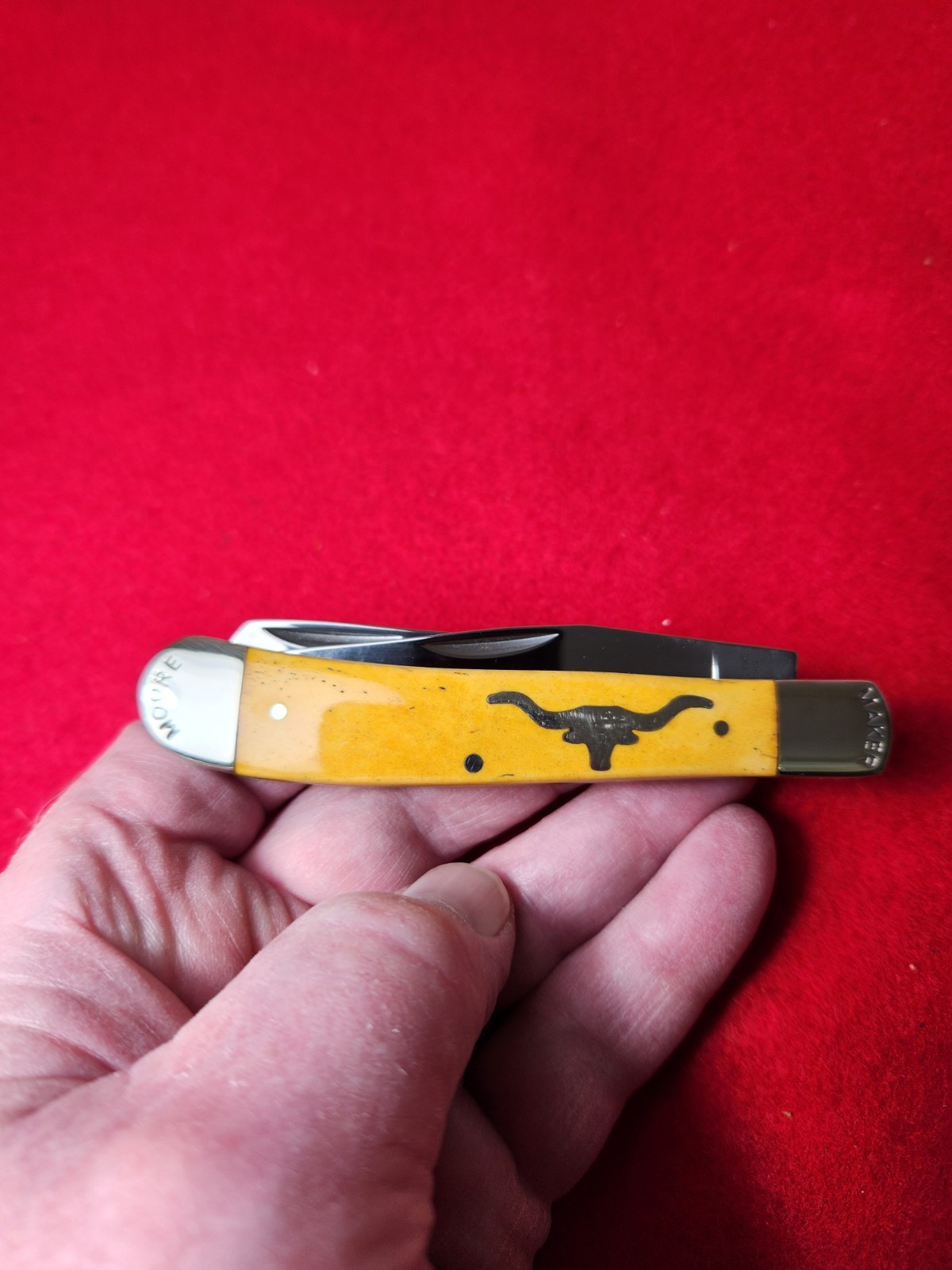 Moore Maker Matador, Texas 5202 LH Longhorn Trapper Knife Yellow Bone 2020 NIB