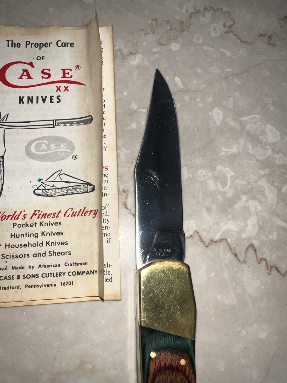 Very Rare Case XX Lock Blade 2159-LSSP Folding Knife, Sheath & Box Number 177