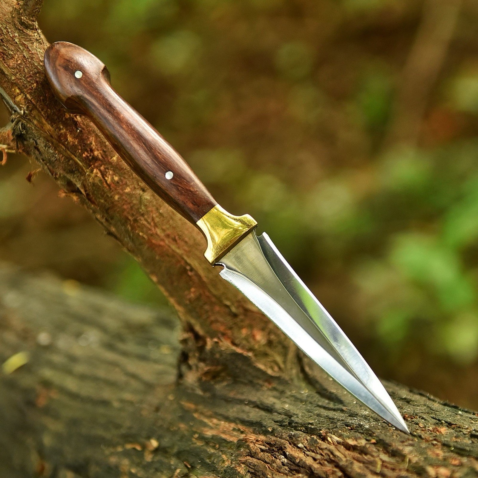 Double-Edged Military Dagger boot Knife Hunting Camel bone handle