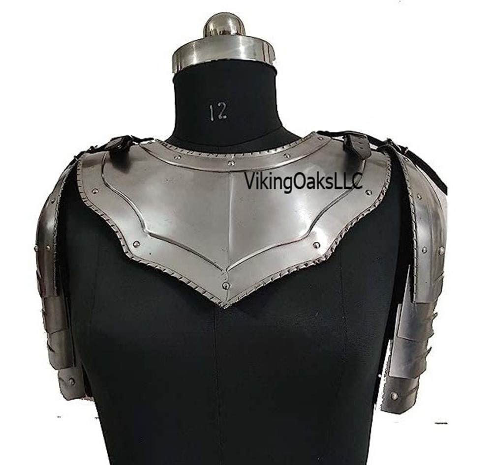 Medieval Spaulders and Gorget Armor Set – Viking Crusader Shoulder Protection