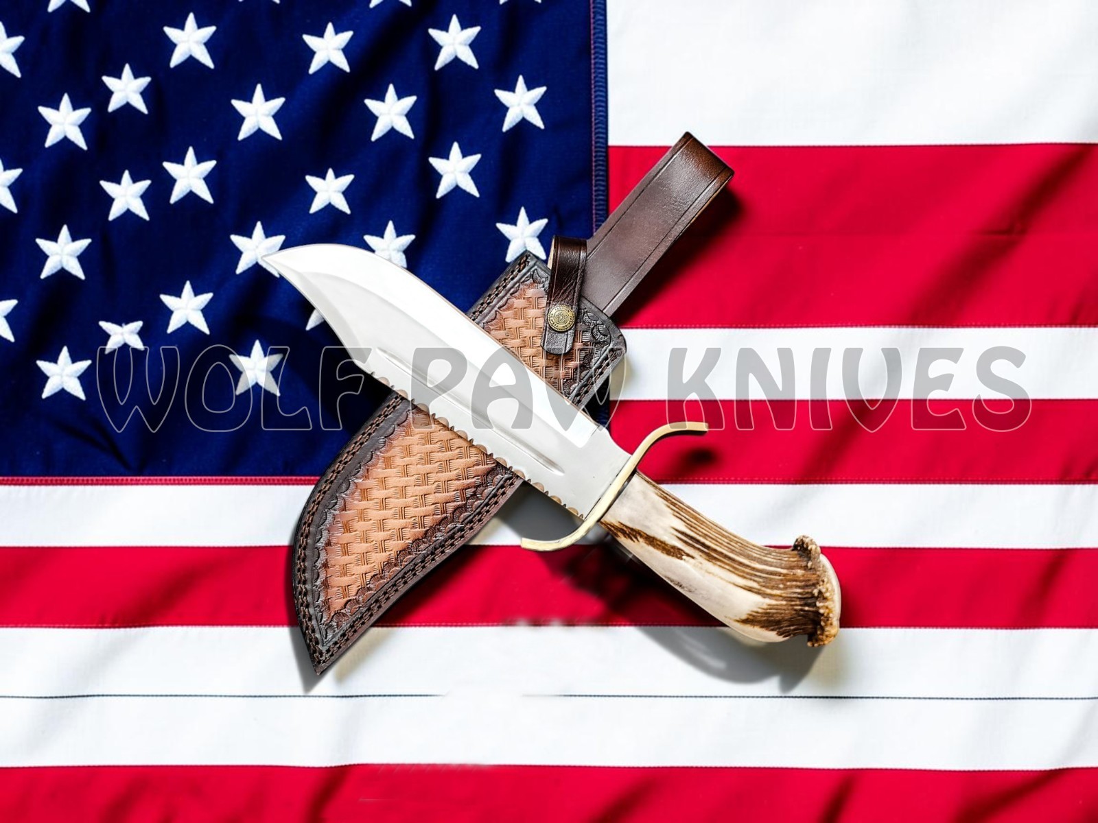 Handmade Hunting Bowie Knife | D2 Steel Blade with Stag Crown Antler Duty Paid