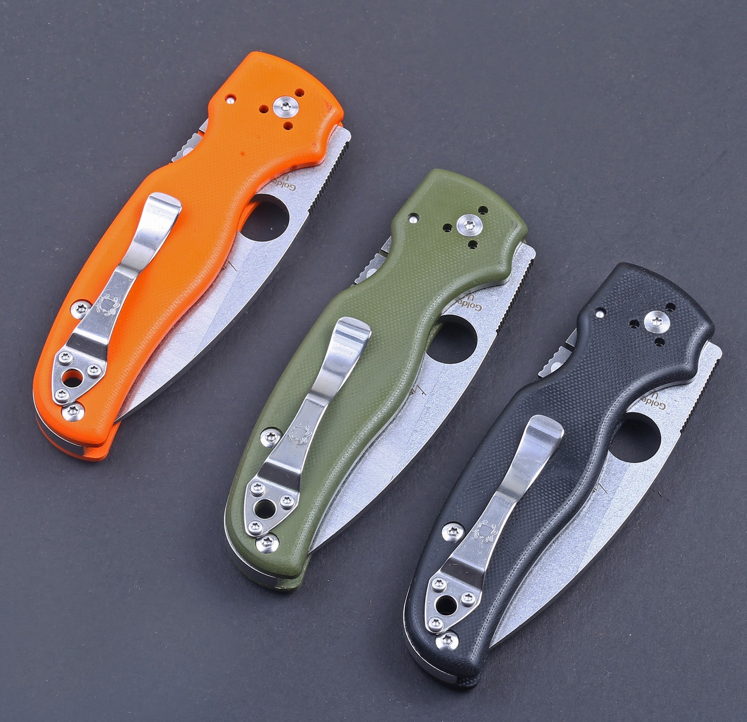 2026 Orange G10 Handle Thick Heavy Duty Pocket Knife Folding Serrated Blade