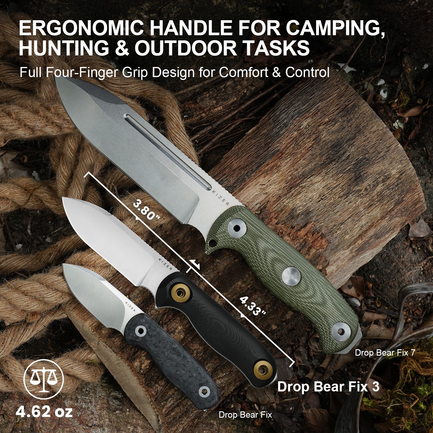Kizer Drop Bear Fix 3 Fixed Knife 14C28N Blade G10 Handle Medium Size 1101A1