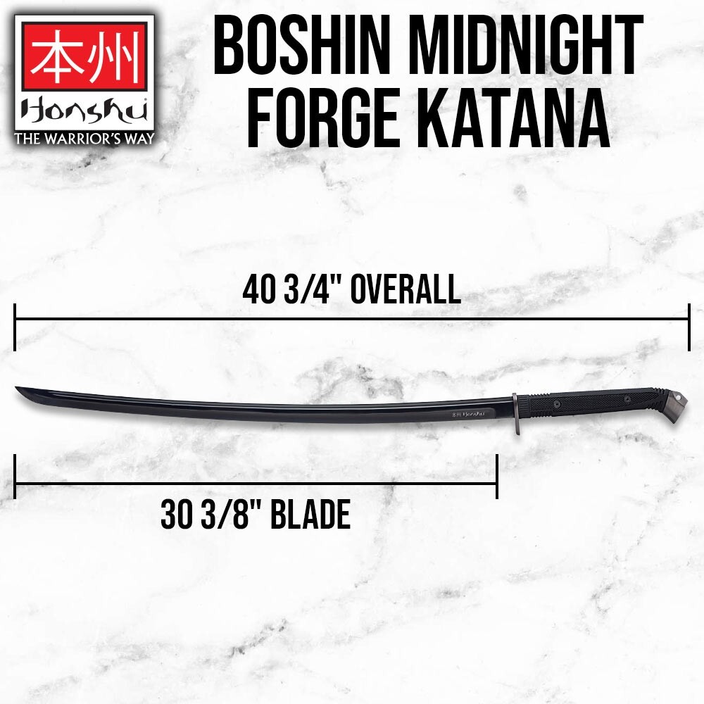 Honshu Boshin Midnight Forge Katana with Scabbard, Carbon Steel, Overall 40 3/4″