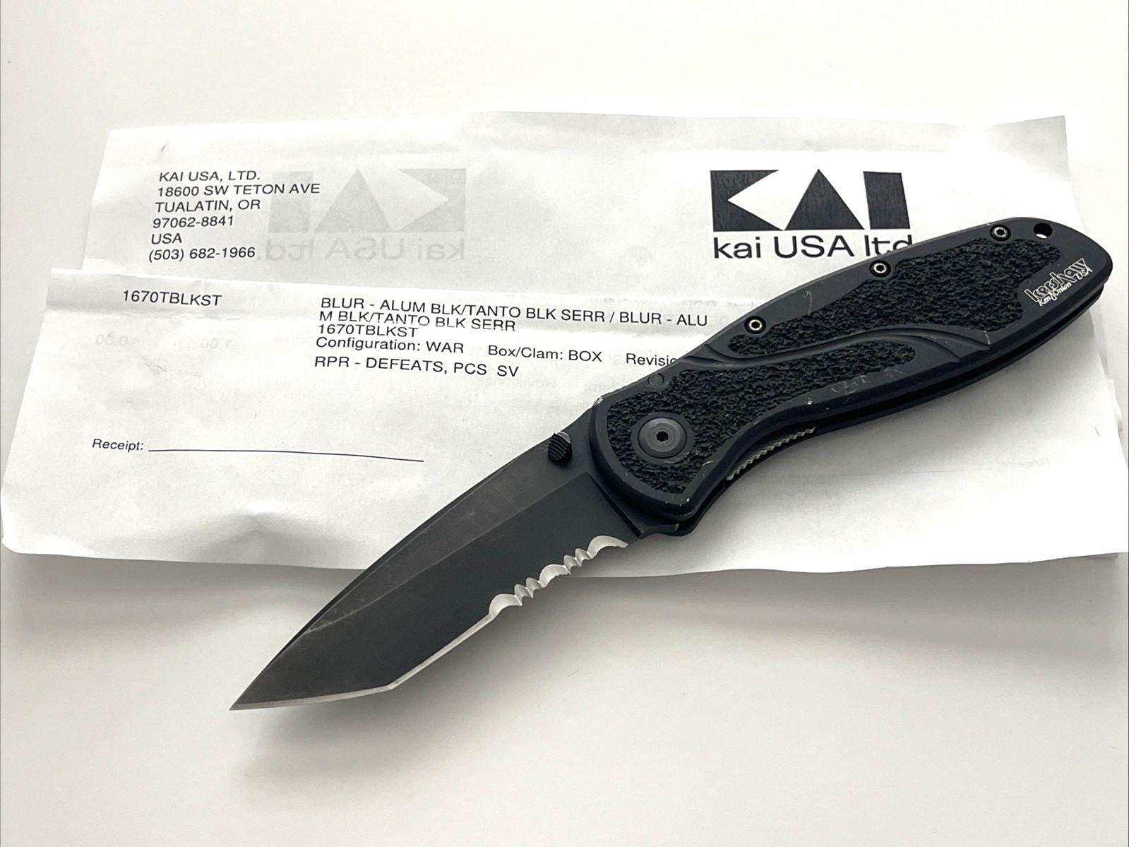 Kershaw 1670TBLKST Blur Tanto Folding Knife Sandvik 13C26 Aluminum USA 2008