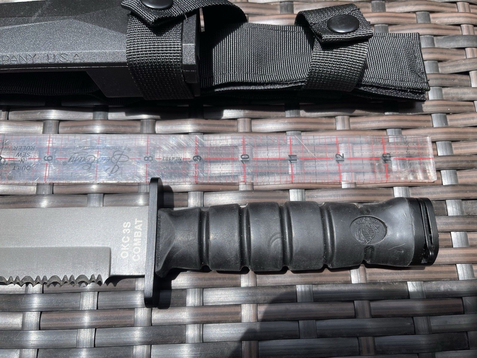 Ontario Knife OKC3S USMC Combat 8″ Blade and Scabbard & Sharpening Steel
