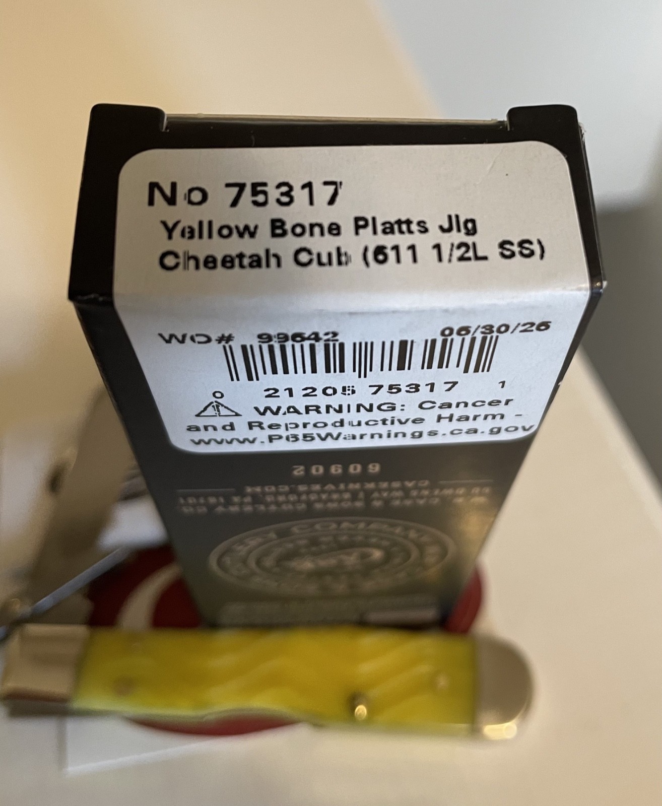 Case XX #75317 2026 Yellow Bone Platts Jig Cheetah Cub Knife 611-1/2L SS NIB