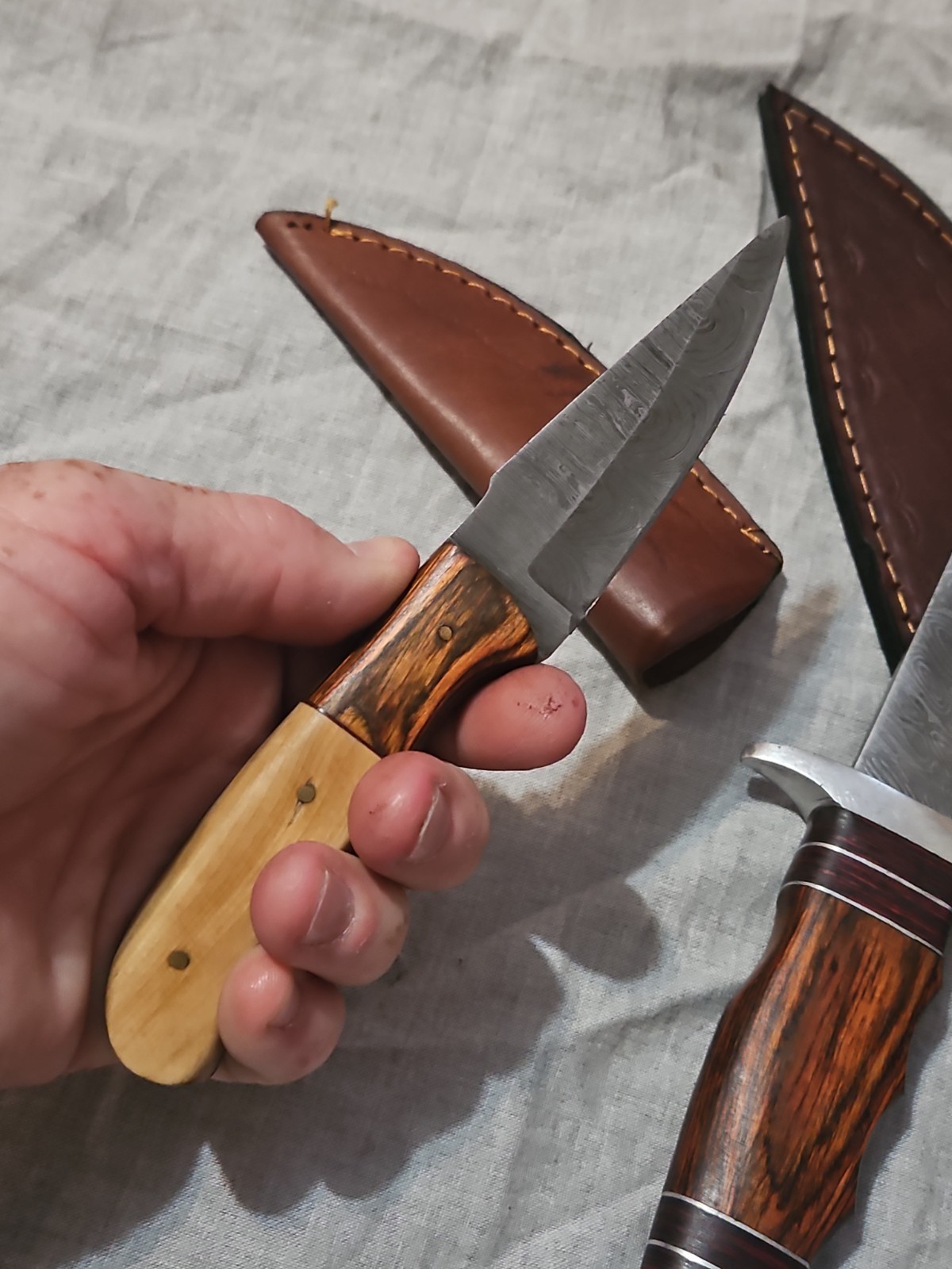12.5 » Damascus Bowie Knife and 7″ Sidekick Buddy