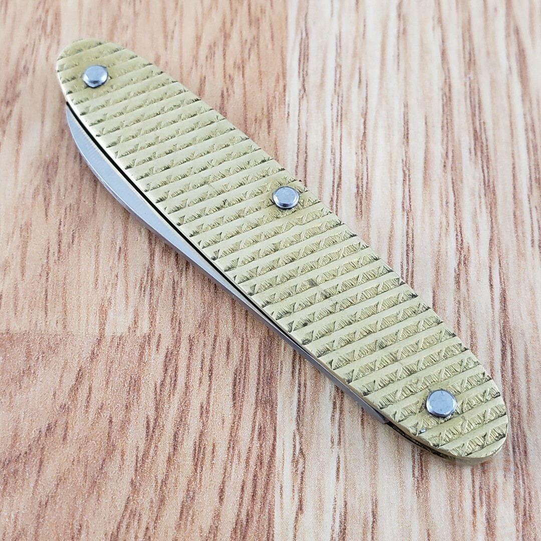 Fraraccio Knives Old School Folding Knife Stainless Steel Blade Brass Handle