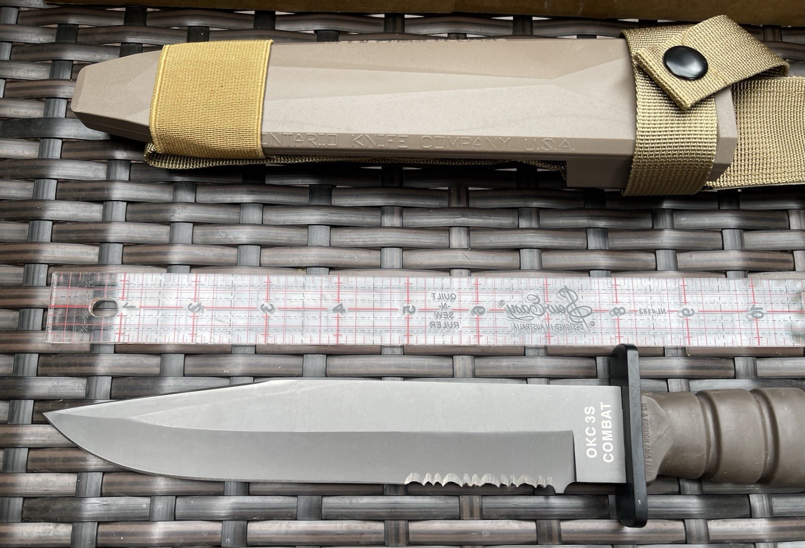 Ontario Knife OKC3S USMC Combat 8″ Blade and Scabbard Brown