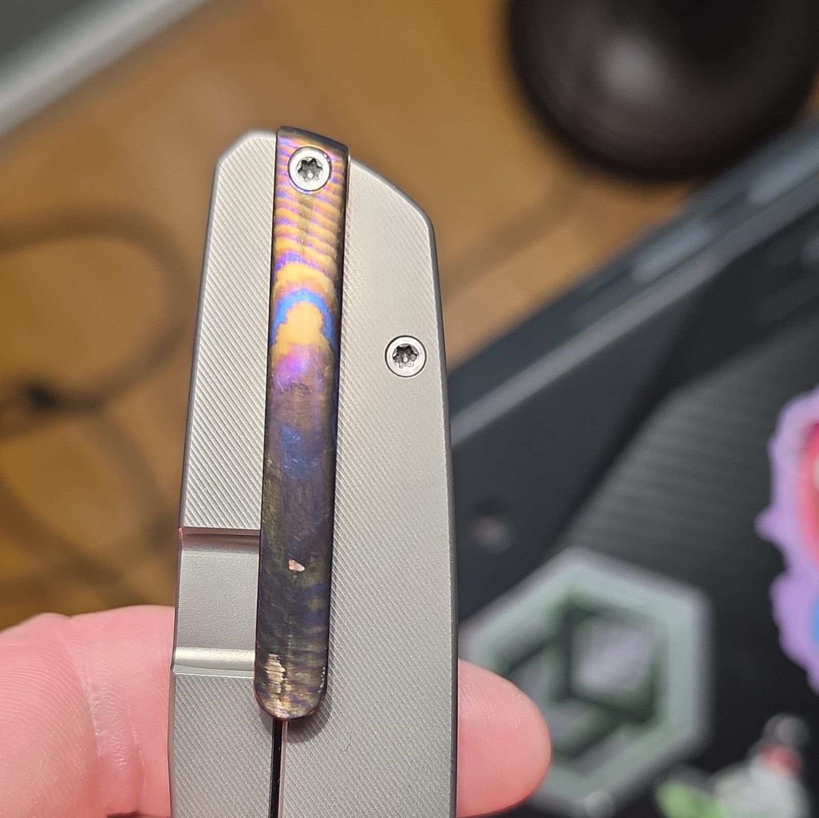 Vanguard Knives Vanguard Titanium Frame Lock Drop Point Plain Edge Manual Clip