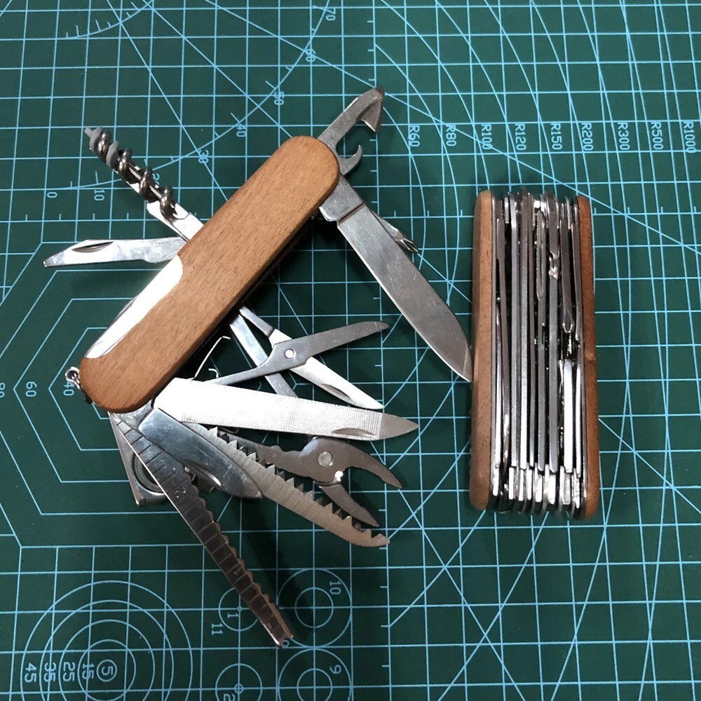 Swiss / Navy Style Pocket Knife Multi Tool Red, Black, Brown