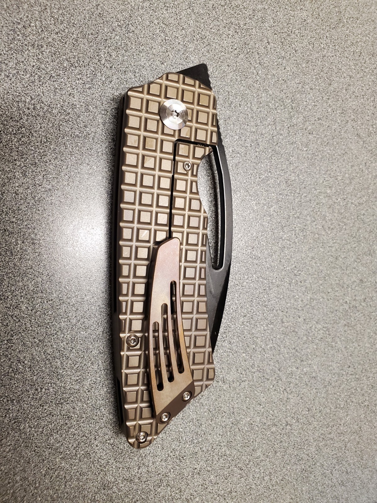 Kansept Goblin XL K1016W1 Pocketknife CPM S35VN Wharncliffe Bronze Titanium