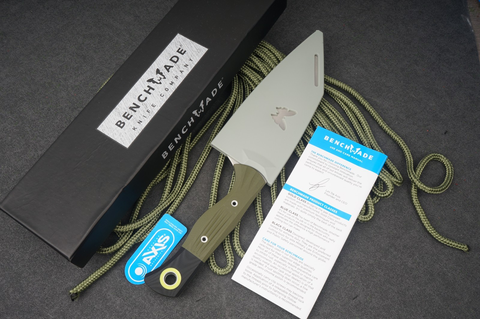 Benchmade CPM-M154 Fixed Blade Knife Green G10 Outdoor Survival Camping Bushcraf