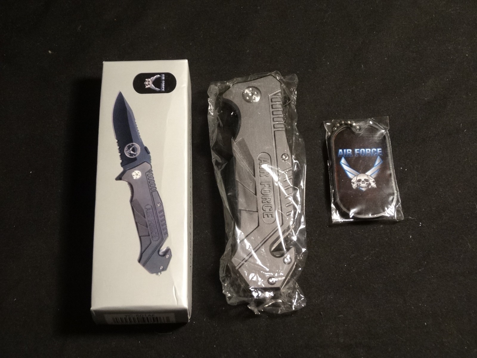 United States Air Force YC-501AF Tactical Folding Knife With Dog Tag