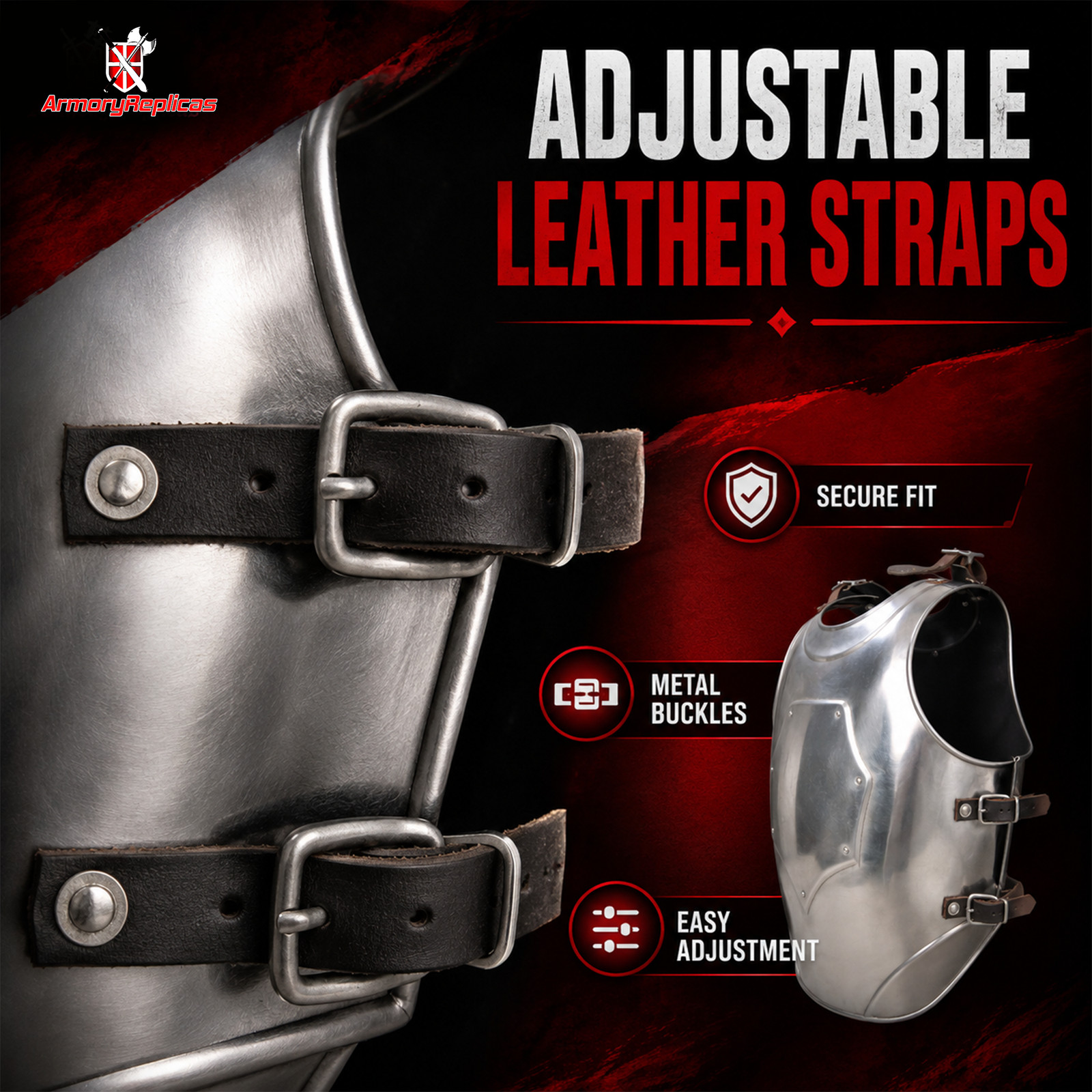 Legends in Steel Medieval Cuirass Body Armor Breastplate Back Plate Set LARP