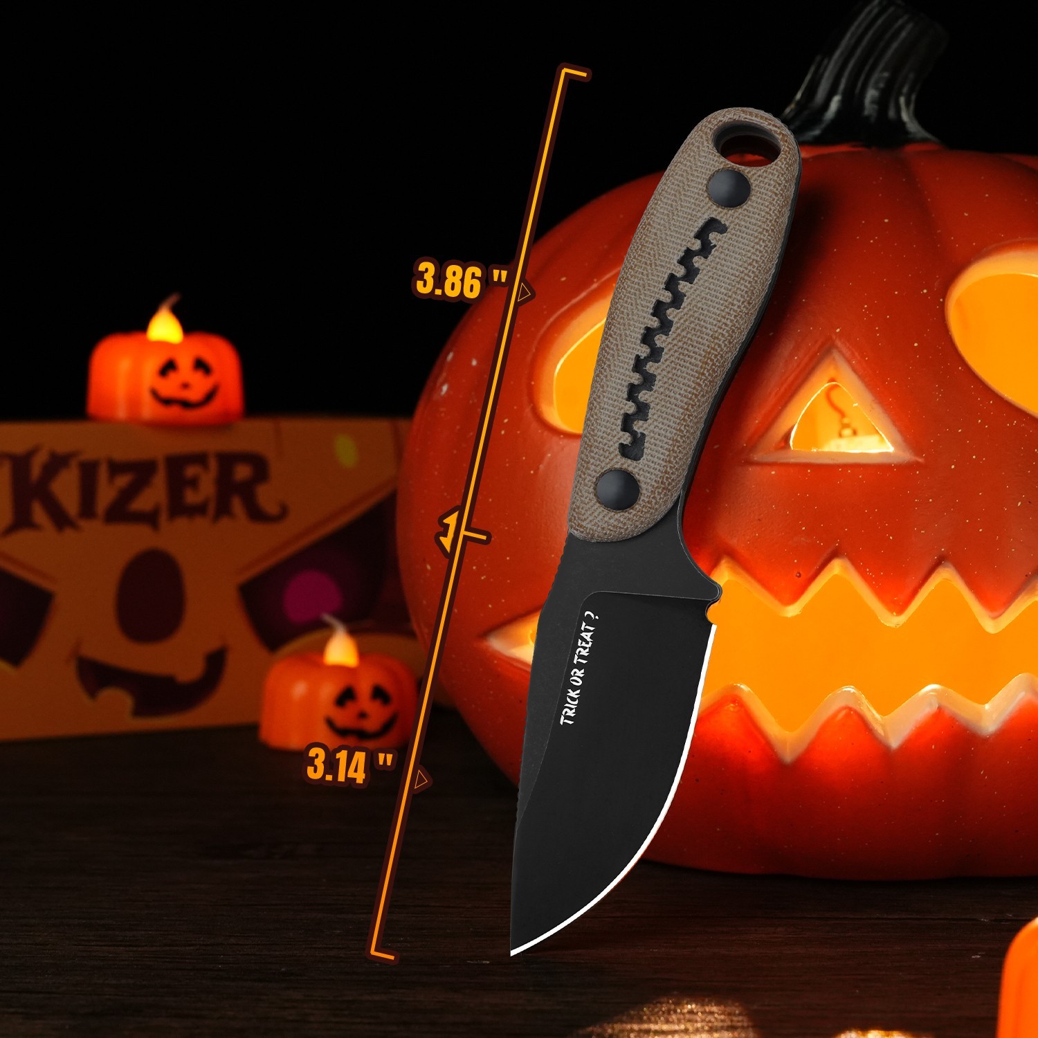 Kizer Hare Fixed Knife Nitro-V Blade Micarta &G10 Handle +Sheath Halloween Gift