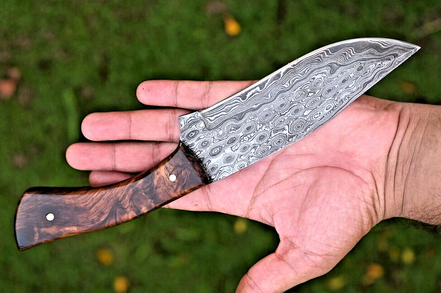 Custom HandMade Forged Damascus Steel Hunting Bowie Knife Wood Handle 2887