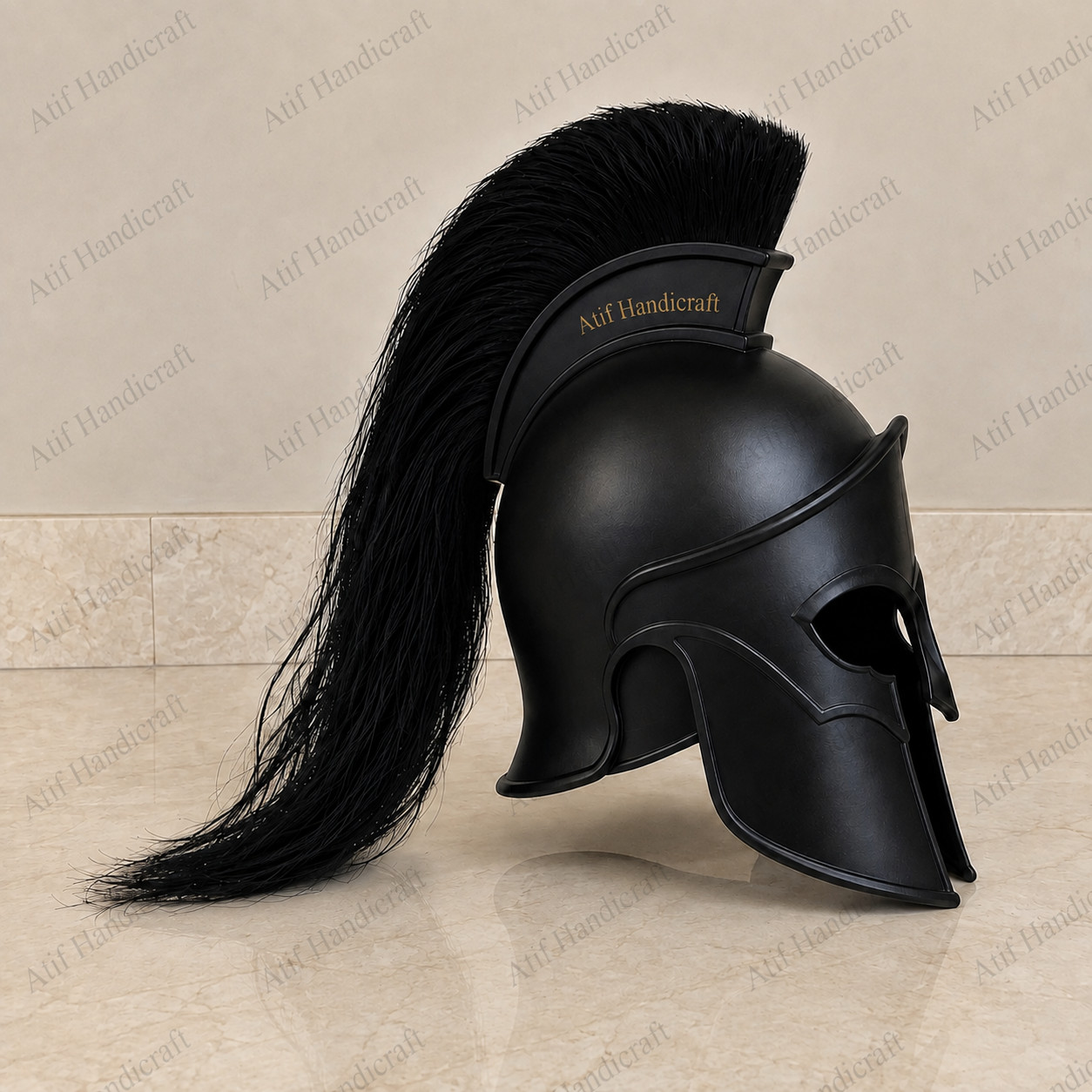 Odyssey Greek Spartan Warrior Helmet Black Medieval Roman Knight Costume Helmet