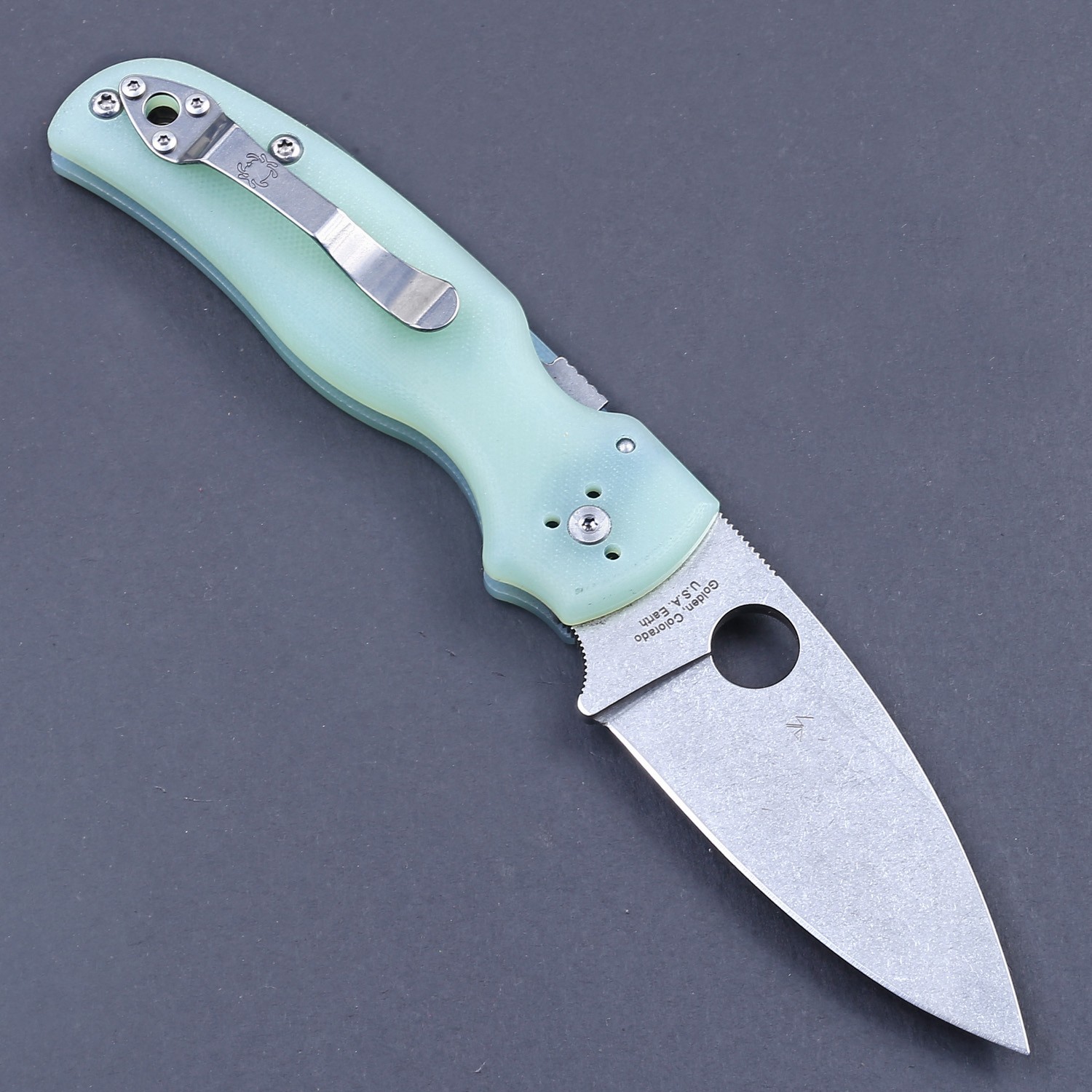 Tactical Pocket Folding Knife Clip Jade G10 Handle Silver color Plain Blade New
