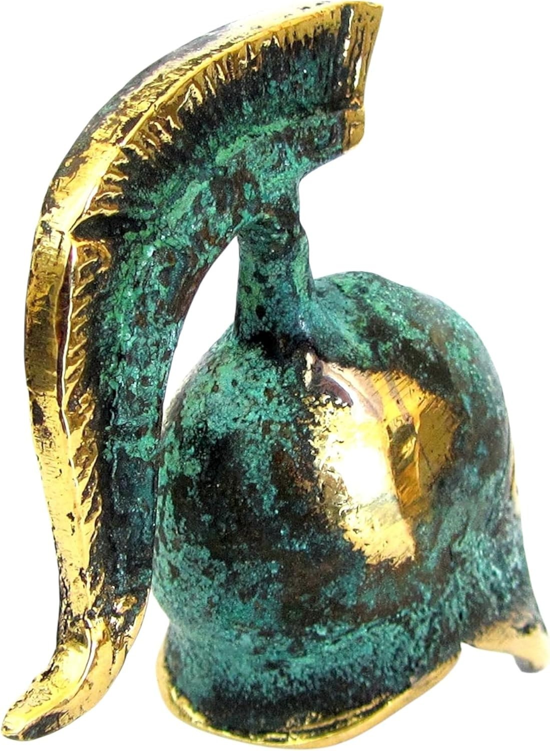 Historic Bronze Spartan Helmet Replica – Handcrafted with Oxidized Green Gold