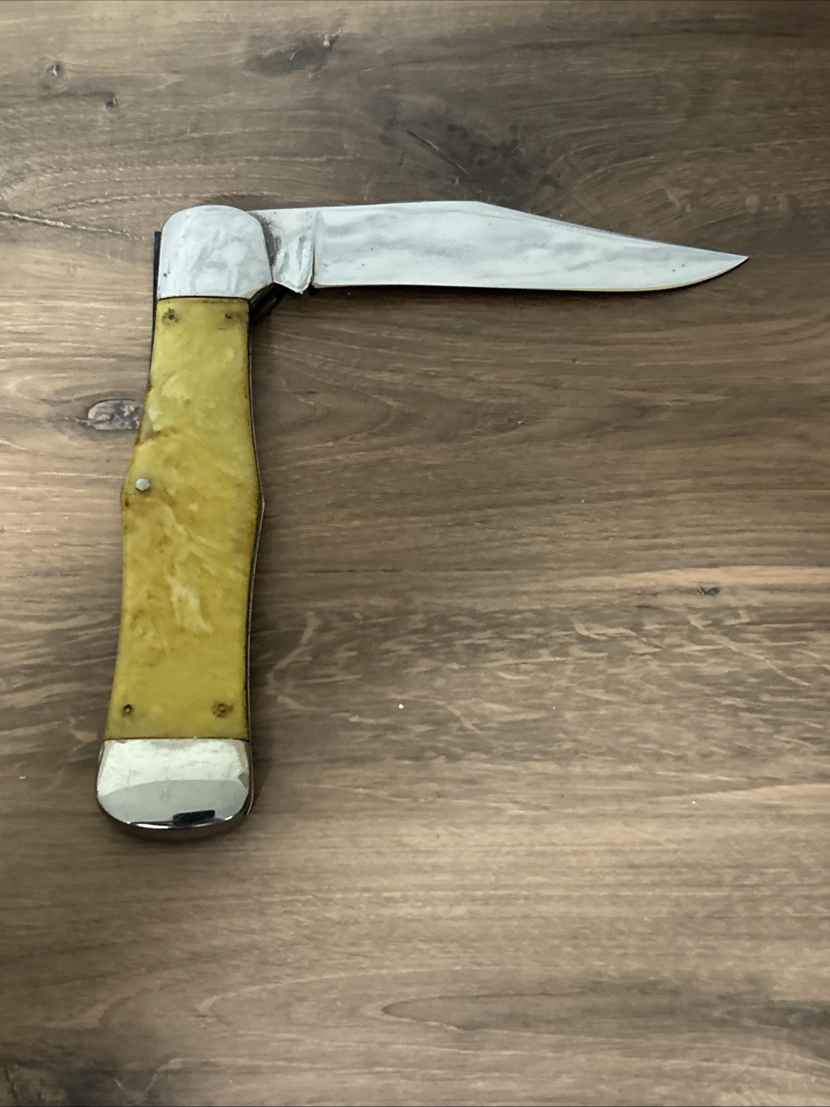 Vintage KaBar/Union Cutlery Co. Lg. Coke Bottle Yellow Celluloid Handle Mint