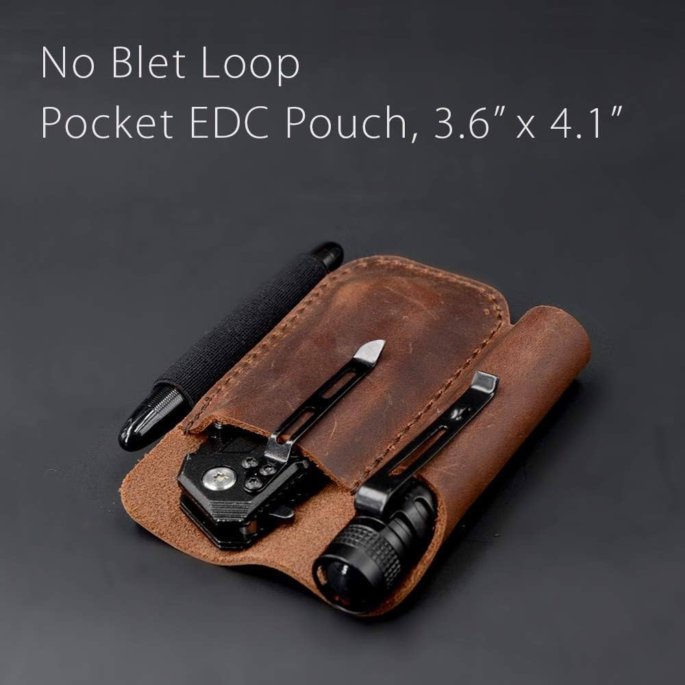 EDC Leather Knife Sheath Organizer Pouch – Full Grain Leather – Chestnut