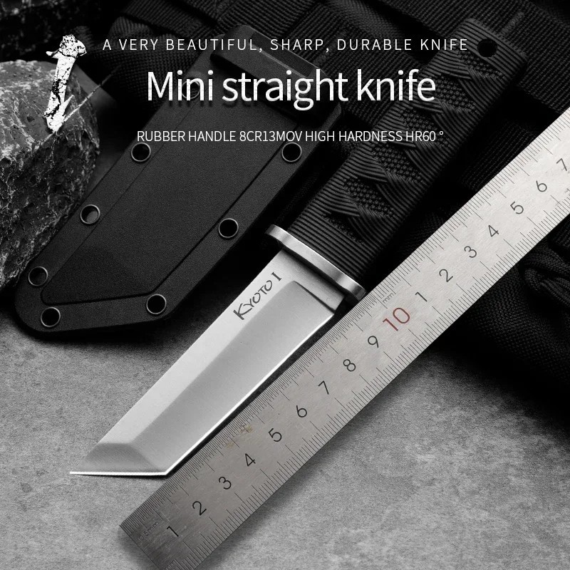 6.8” Fixed Blade Knife Tanto Steel Blade Tactical Hunting Knife Kydex Sheath