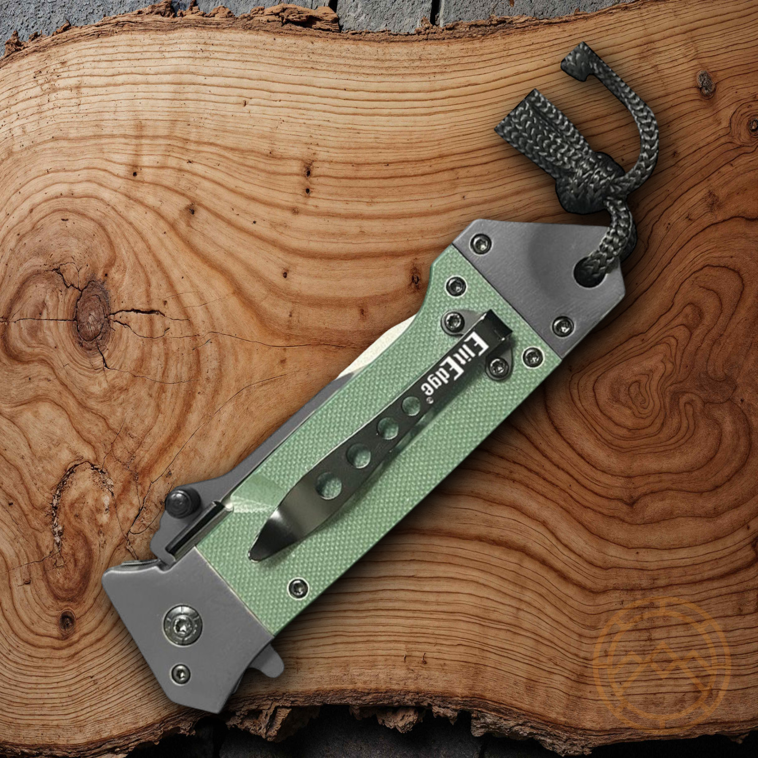 ElitEdge Assisted Folding Knife 3.5″ Gray 440C Steel Blade Green G10 Handle