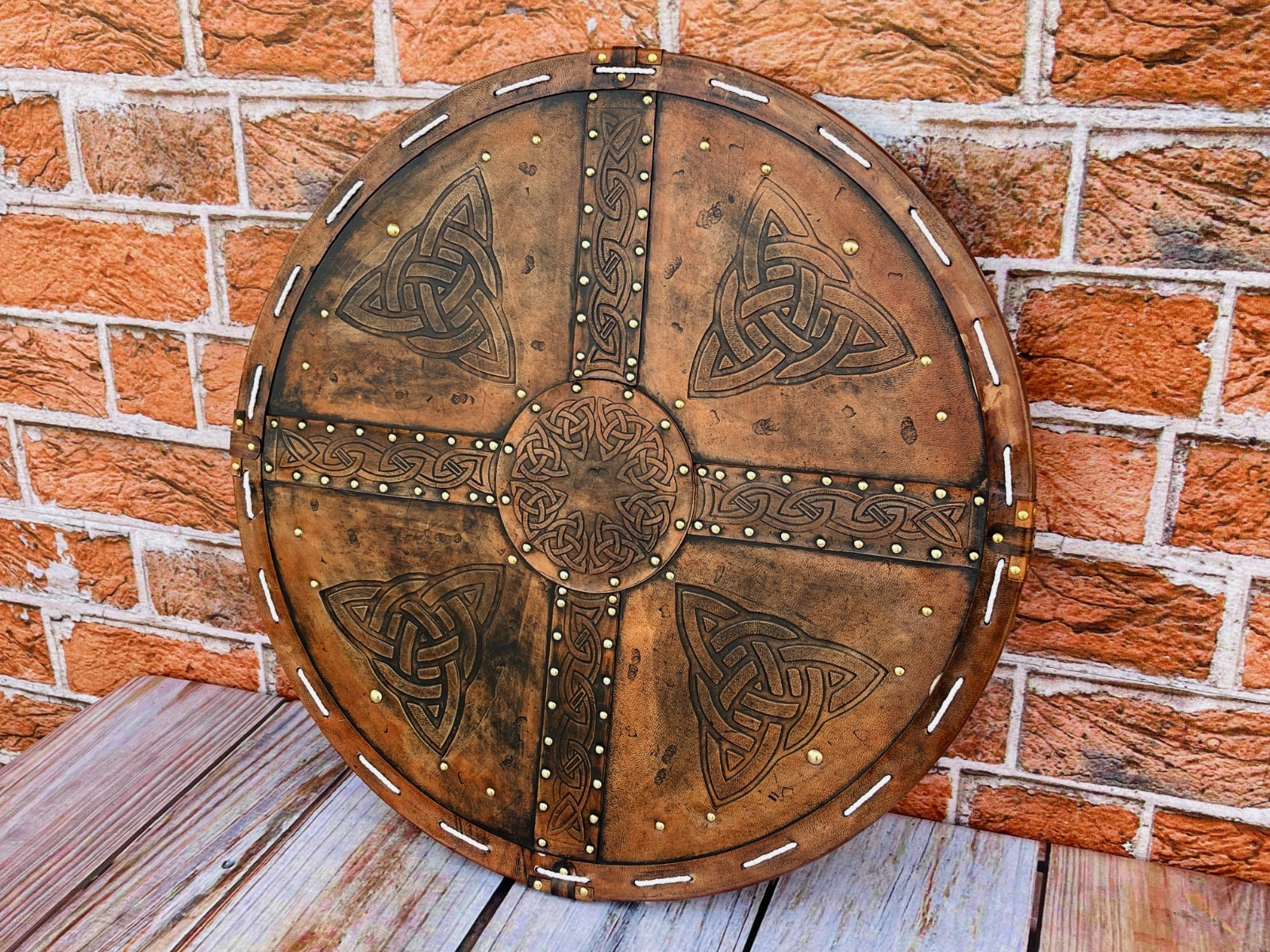 Scottish Targe Shield | Leather Shield | Handmade Leather Viking Shield