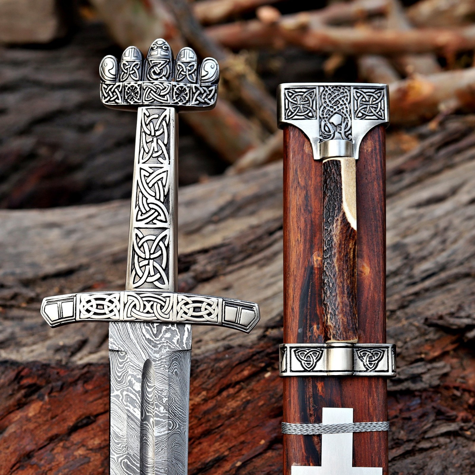 Handmade Damascus Viking Sword with Scabbard.Medival,Norse SWord