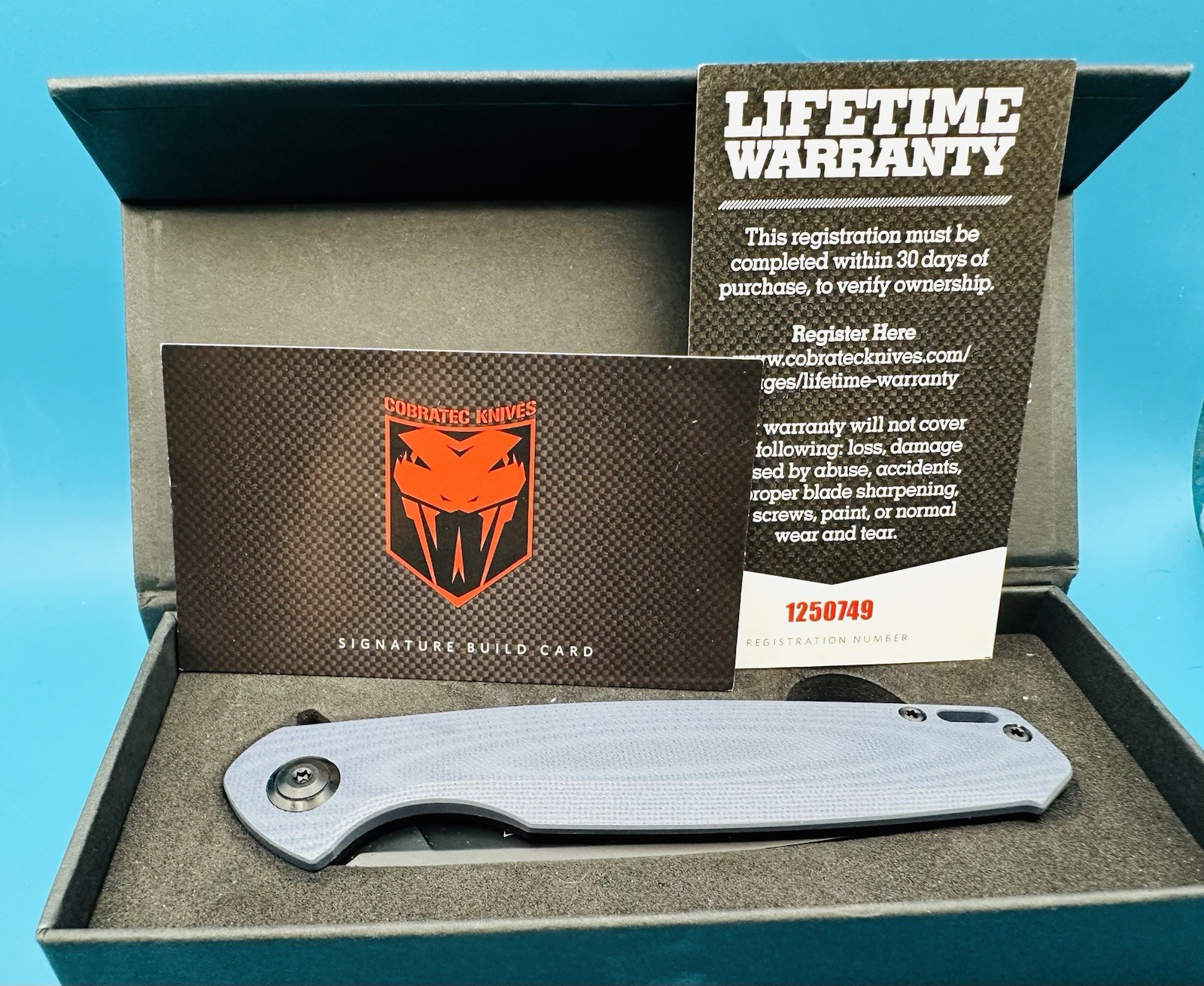 Cobratec Knives Rath Liner Folding Knife 3.5″ D2 Tool Steel Blade Gray G10 Hdl